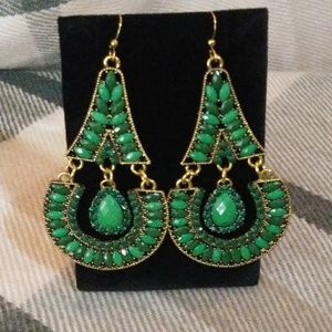 Green Statement Earrings